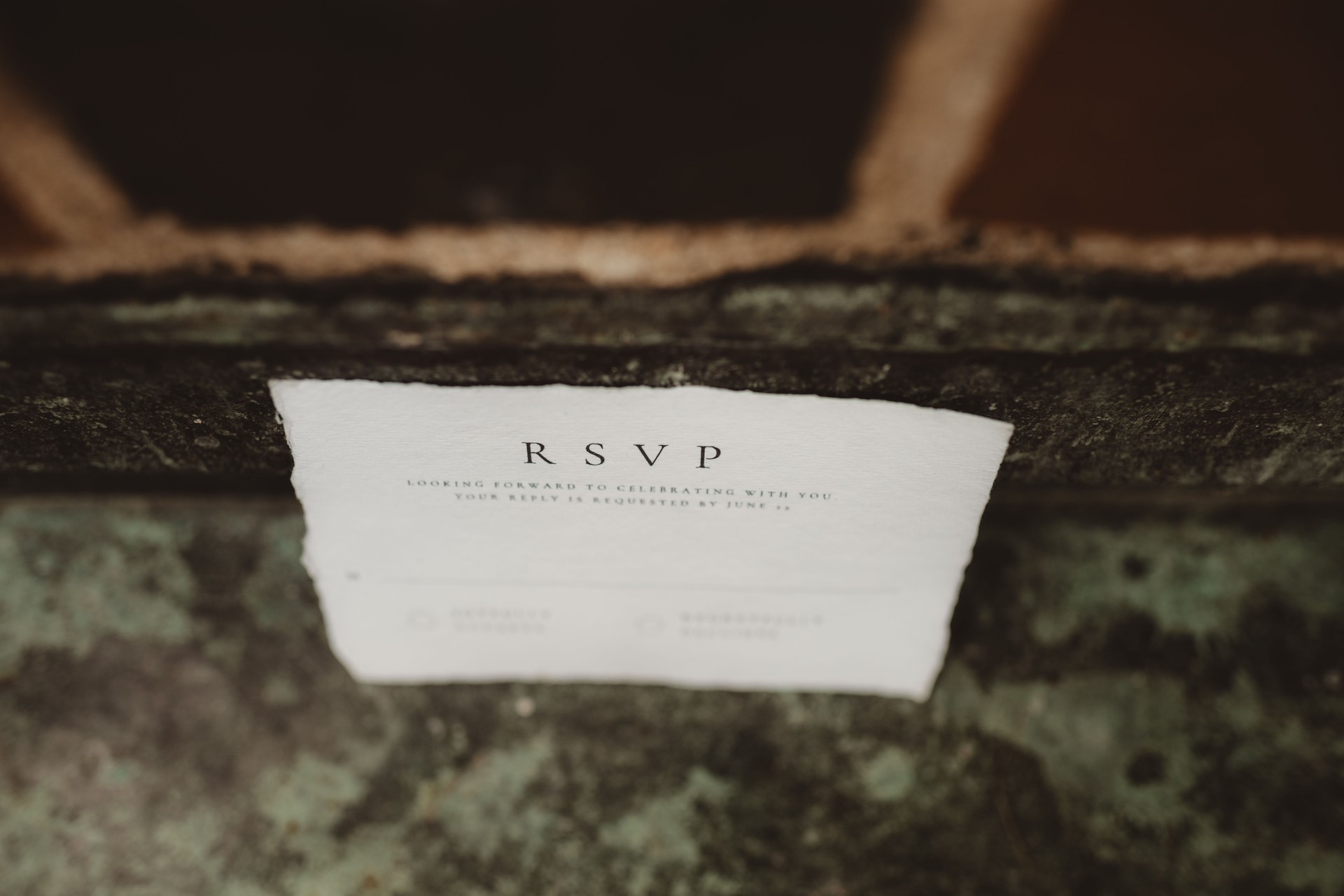 RSVP for wedding invitation with copy space RSVP for wedding invitation with copy space